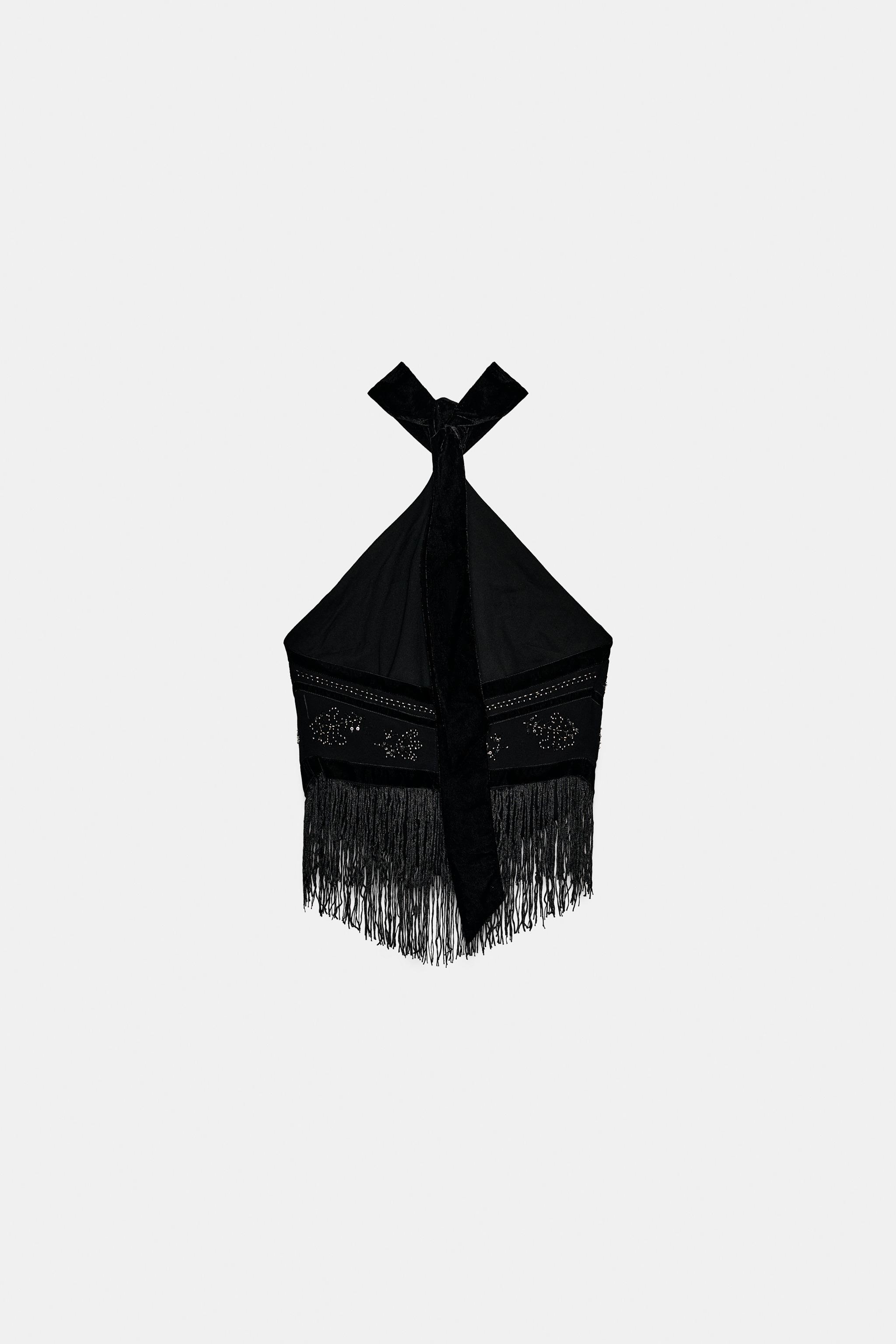 BEADED HALTER GEORGETTE TOP